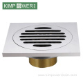 Square Kitchen Shower Brass Floor Drain